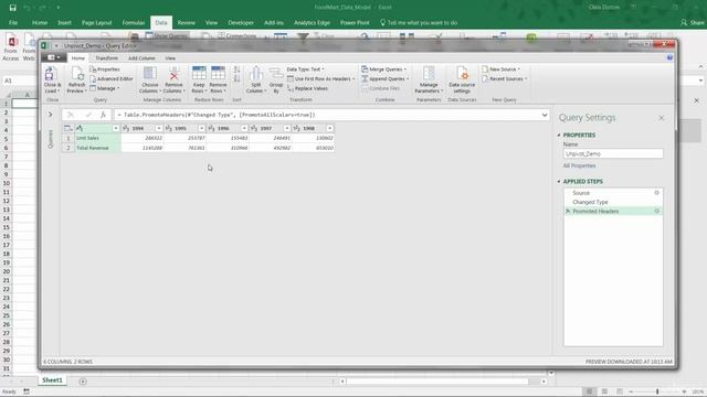 Microsoft Excel - Intro to Power Query, Power Pivot & DAX : Pivoting & Unpivoting