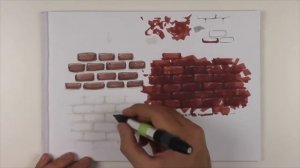 Скетч текстуры кирпича маркерами.vol 3. Видео урок о том, как рисовать текстуру кирпича маркерами.