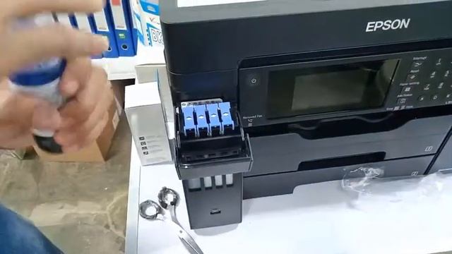 Epson L15150 First time ink filling of the printer смотреть онлайн