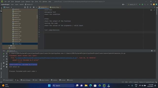 Session-14 - Assert, List comprehension #PythonTutorials #PythonCourse