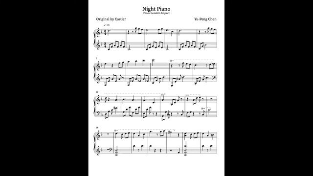 Genshin Impact - Night Piano Sheet Music (DOWNLOAD) смотреть онлайн