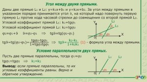 Угол между двумя прямыми. (Аналитическая геометрия - урок 6)