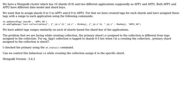 How can we restrict collections on specific shards of Mongodb while using Tag Awareness Sharding? смотреть онлайн