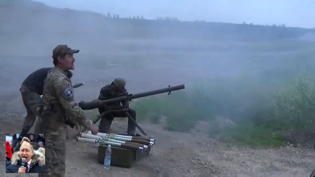 Расчет СПГ 9 бомбит минометную батарею русских боевиков под Песками