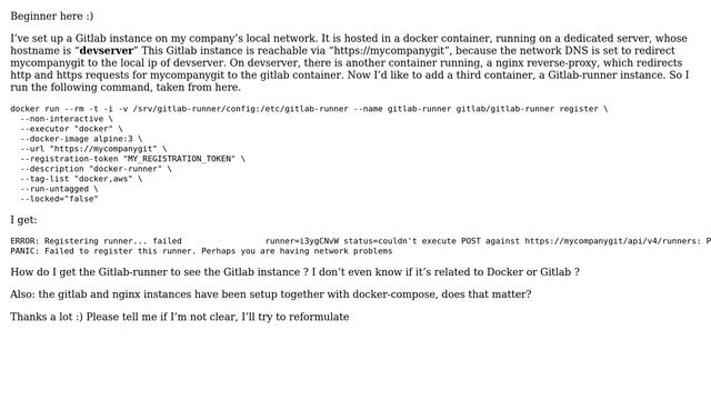 Dockerized Gitlab-runner can't find Gitlab container смотреть онлайн