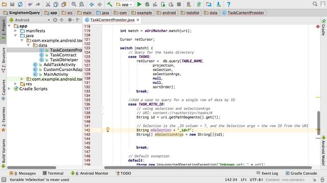 Android Tutorials by JavaCourseDrive - Query for One Item Part 2 | Content Providers
