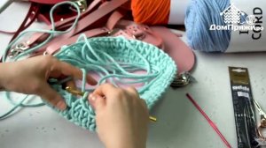 Вязаный РЮКЗАК из шнура и кожаной фурнитуры. Вяжем крючком  с ДомПряжи.рф