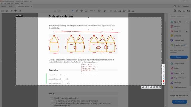 Daily JavaScript Problem Solving - Day 01 || Matchstick Houses