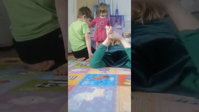 Iva little girl doing somersault and split gymnastics