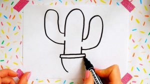 HOW TO DRAW CACTUS for kids. КАК НАРИСОВАТЬ КАКТУС для детей.