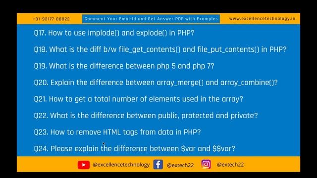 PHP Question and Answers in Hindi For Freshers | Excellence Technology