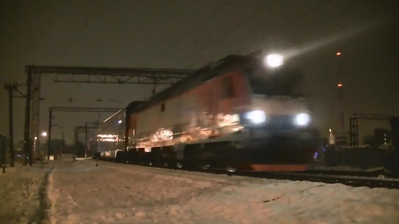 РЖД ЭП20-031 с двухэтажным поездом №103 Москва - Адлер смотреть онлайн