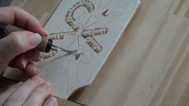 Wood Burning - Christmas Candy Canes - pyrography tutorial смотреть онлайн