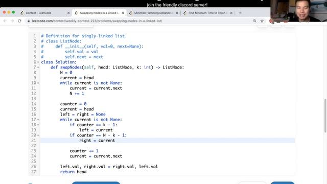 1721. Swapping Nodes in a Linked List (Leetcode Medium) смотреть онлайн