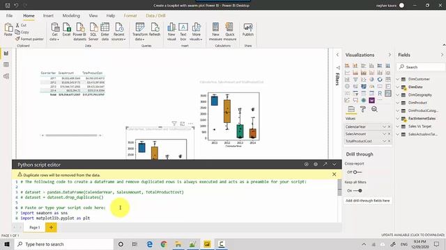 Create a boxplot with swarm plot Power BI