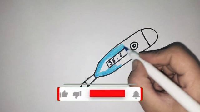 Рисуем градусник для детей/ How to draw a thermometer for children/