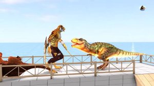 Dinosaurs vs Giant Hydra vs SaberTooth Tiger Speed Race Zigzag Course Animal Revolt Battle Simulato