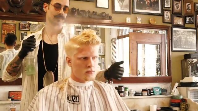 Low Fade Comb Over Taper Pompadour Haircut with Wavy Front