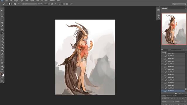 Speedpaint - Paint demon girl in Photoshop using a Single Layer