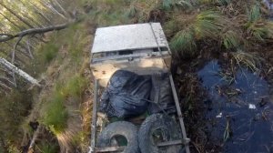 Мотобуксировщик "ОМИЧ" по тайге на озеро Черталы в июне.