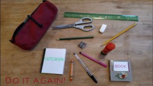 SCHOOL/CLASSROOM OBJECTS memory/guessing game ESL vocabulary with English and American pronunciatio