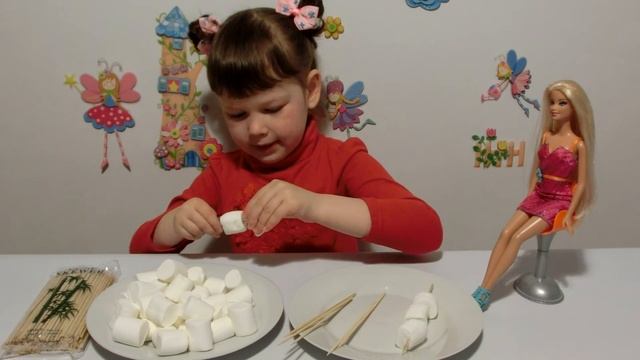 Шашлык из воздушного жевательного зефира маршмеллоу Десерт Skewers of air chewing marshmallow