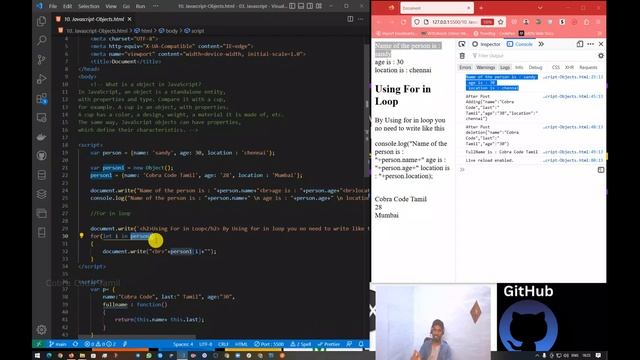 #10  JavaScript Objects Explained in Tamil | JS Object