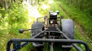Самодельный мотоблок на лесной дороге, едем по бездорожью.