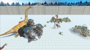 BRACHIO+HYDRA+GORO+MAMMOTH+RANTHORN VS 2x FACTIONS - ANIMAL REVOLT BATTLE SIMULATOR