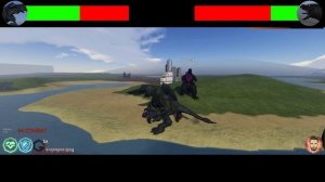 Knifehead vs Heisei Godzilla With Healthbars - Kaiju Arisen 5.0