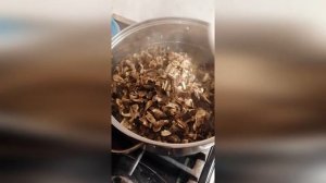 Грибной суп на курином бульоне. Суп из сушеных грибов. Mushroom soup.