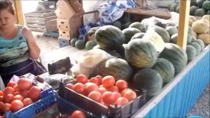 рынок Арбузов, Дынь и других овощей в Стрелке июль 2014. Отдых на Тамани.