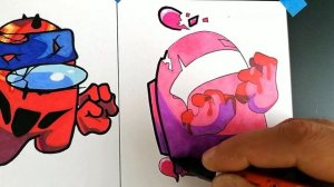 DIBUJO FRIDAY NIGHT FUNKIN' (WTF) ? TRIPLE KILL RESTORED VS IMPOSTOR V4 | FNF MOD | Among Us