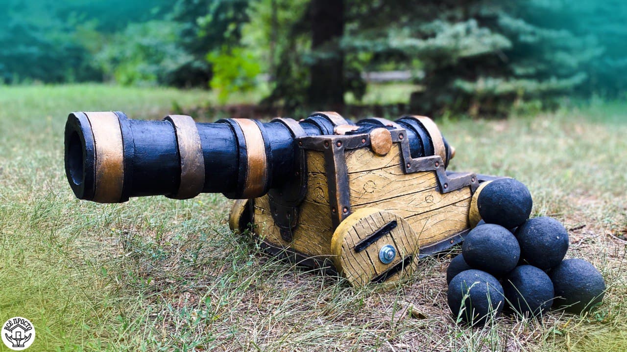 ПУШКА из ПЛАСТИКОВОГО ЯЩИКА и ЦЕМЕНТА своими руками. смотреть онлайн