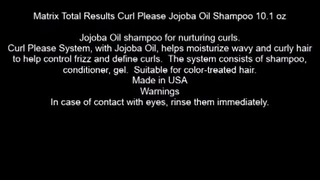 Matrix Total Results Curl Please Jojoba Oil Shampoo 10 1 oz