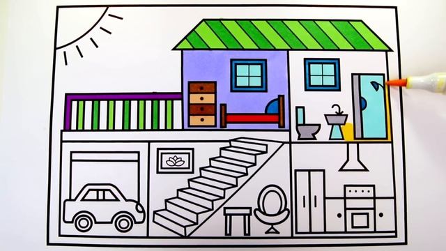 How to Draw a House for Kids ??? House Drawing for Kids | House Coloring Pages for Kids смотреть онлайн