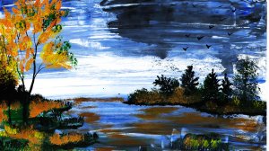 Рисуем осенний пейзаж легко. Рисуем осень красками. Правополушарное рисование. Осень гуашью.