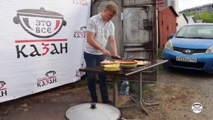 Куриные сердечки  с грибами в сливках в казане