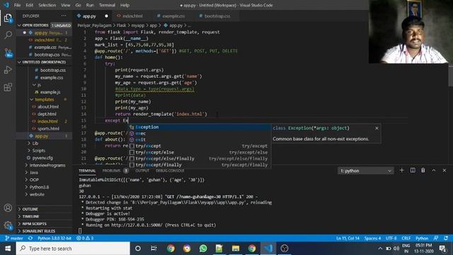 ?Flask Tutorial - Flask Exception Handling ? Flask Project Rest API ? Flask Framework Python Tamil