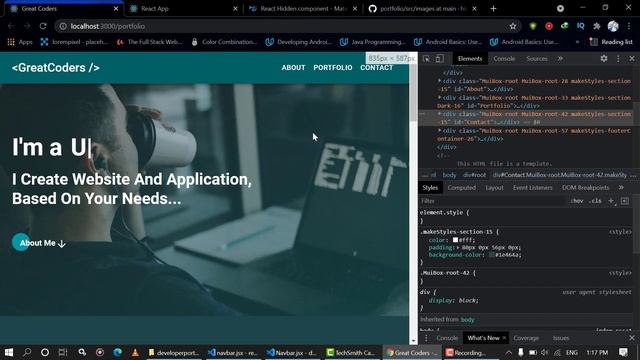 Make Portfolio Website With React And Material Ui| React Tutorial for beginners in hindi Greatcoder