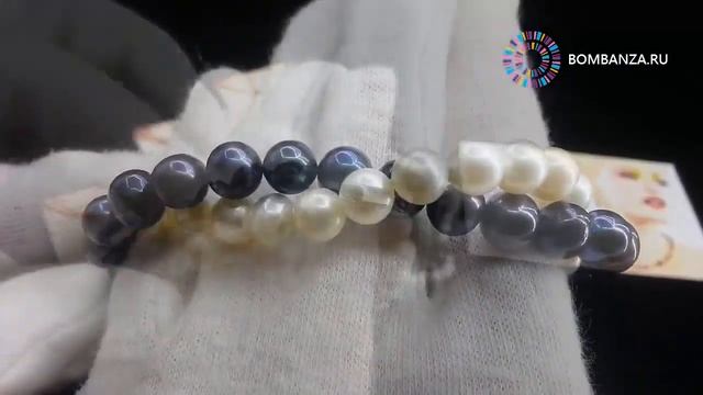 Браслет Diogems, белый/черный культивированный жемчуг 6,5-7,0 мм, серебро смотреть онлайн