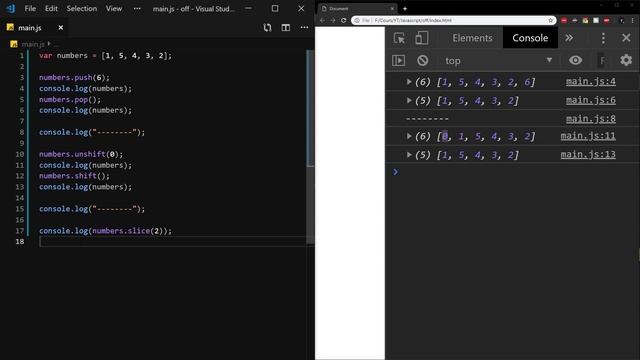 [6/??] Arrays: pop/push/slice/sort/shift/unshift | Javascript & ES6/7/8 pour débutants 2019