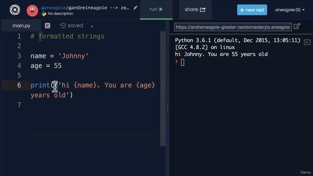 New Complete Python Course 2023 - Formatted Strings