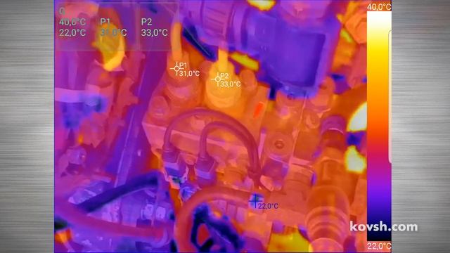 Проверка состояния обраток форсунок тепловизором на Renault Premium 11.1d CR, DCi11C смотреть онлайн