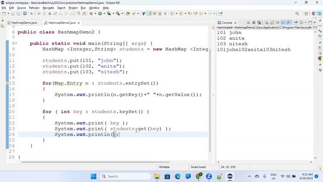 Session_43 Hashmap iteration for key and value in JAVA смотреть онлайн