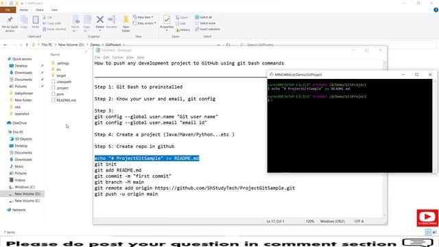 How to Push Project to GitHub using Git Bash Commands | SDET | Devops