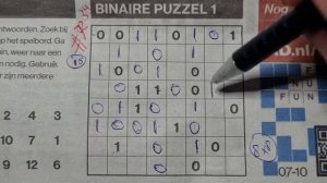 (#7234) Sunday. Binary01 Sudoku puzzle. Bonus Extra edition. 10-08-2023 Extra part 3 of 4