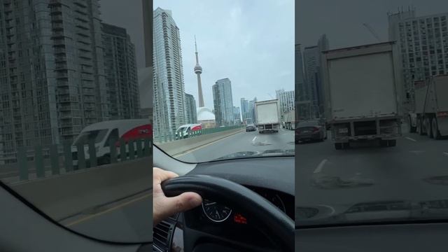 view of the CN Tower from the highway In Toronto Canada #toronto #canada #cntower