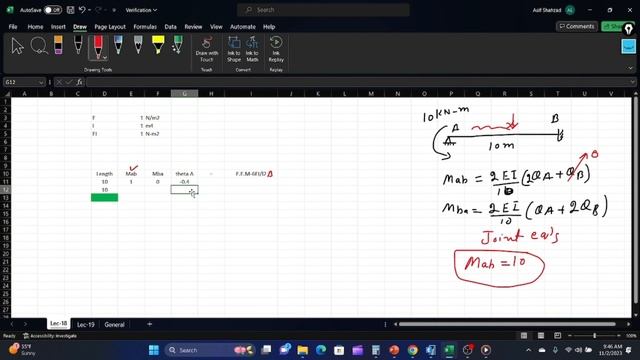 Slope Deflection Method for Beam Manual + Excel + ETAB 2021 смотреть онлайн