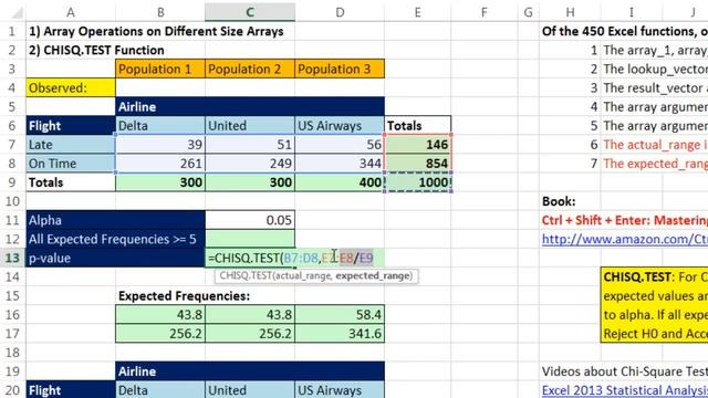 Excel Magic Trick 1211: Array Operations on Different Size Arrays & CHISQ.TEST Function